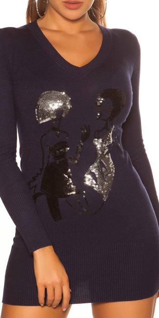knitdress with sequins Blue